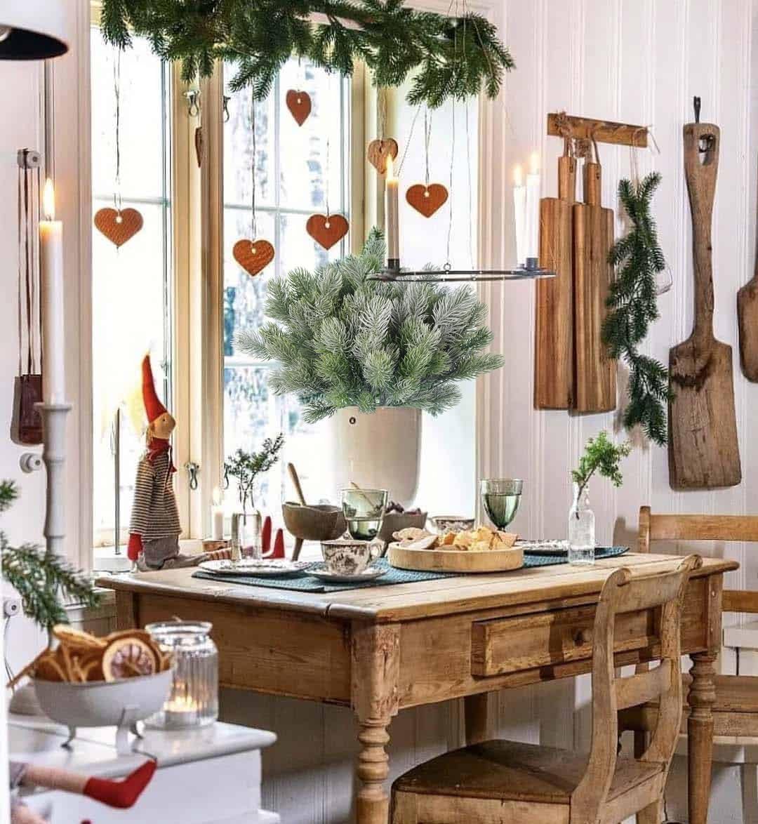 RECUTMS Artificial Pine Tree Branches Fake Greenery Picks Plastic Plants Leaves Plant Decorations Stem Soft Look Real for Home Garden (Green White)