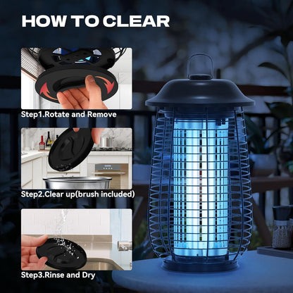 Bug Zapper Indoor & Outdoor, 4200V Electric Mosquito Zapper, 10 Years Lifespan, 6.5ft Power Cord, Waterproof, Fly Trap Mosquito Trap, Fly Killer Fly Zapper for Home, Patio, Kitchen, Backyard, Camping