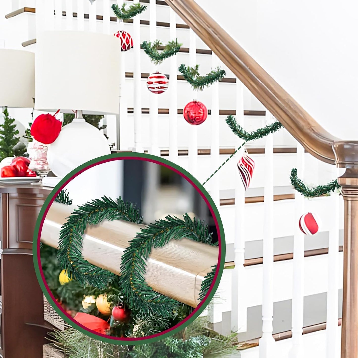 Uieke 200 Pcs Christmas Garland Ties 12Inch Artificial Pine Needles Garland Faux Pine Greenery Stems Twist Wired Tree Branches Wreath Tie for Craft Gift Wrapping Party Supply Christmas Decoration