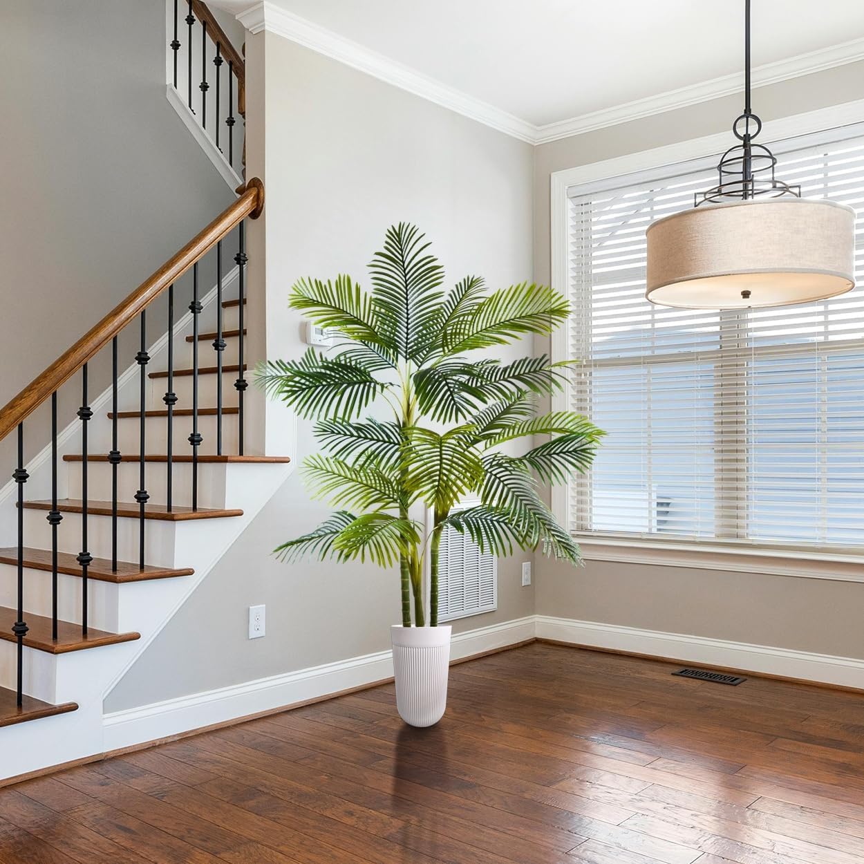 Artificial Palm Tree, 7ft Fake Areca Palm Plant with Basket, Large Faux Phoenix Palm UV Resistant Plants for Indoor Outdoor Home Garden Patio Office Décor