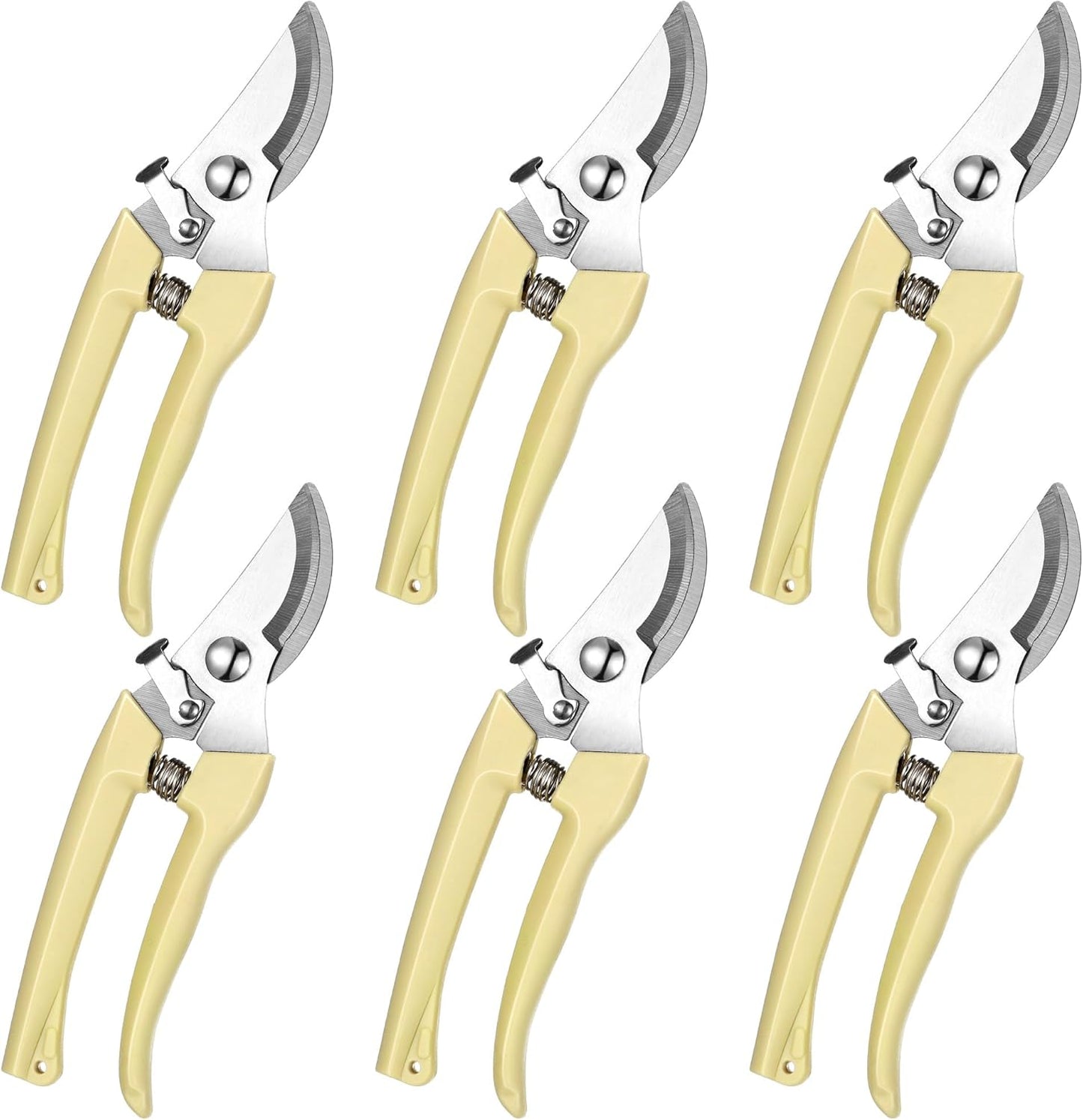 Chumia 6 Pcs Garden Pruning Shears Flower Shears Handheld Heavy Duty Garden Scissors Stainless Steel Clippers for Cutting Flowers, Trimming Plants Bypass, Fruits Trees, Pruning Snips, Gardening Gifts