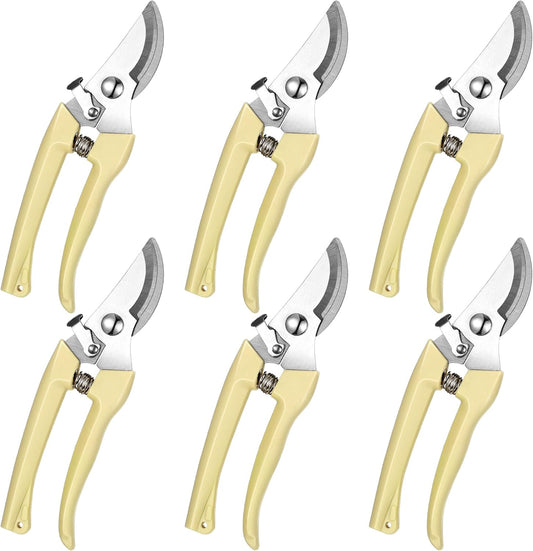 Chumia 6 Pcs Garden Pruning Shears Flower Shears Handheld Heavy Duty Garden Scissors Stainless Steel Clippers for Cutting Flowers, Trimming Plants Bypass, Fruits Trees, Pruning Snips, Gardening Gifts