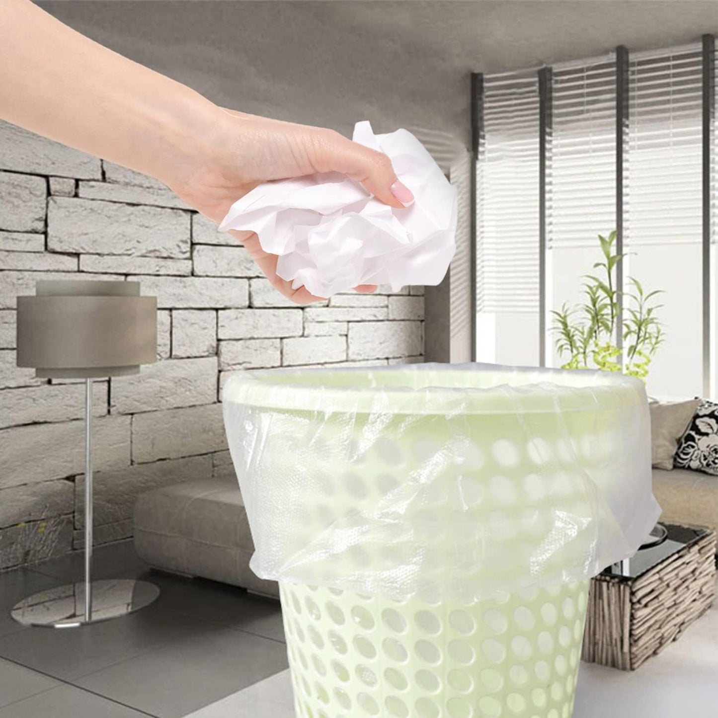 6 Gallon Trash Bags, 48 Count, Garbage Bags, No Flaps/Ties, 55x65cm,7g/pcs, Unscented, White