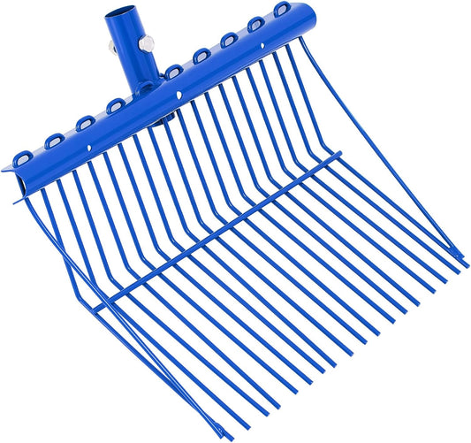 Tandefio 1 Pack Pitchfork Replacement Head Metal Horse Manure Rake Gardening Pitch Fork with Angled Tines for Horse Stall Poop Picking up(Blue)