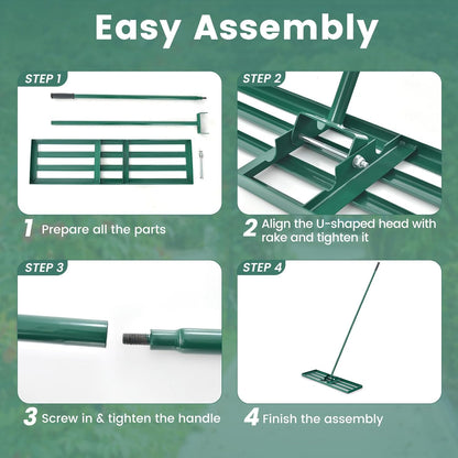 Goplus Lawn Leveling Rake, 42" x 10" Heavy Duty Level Lawn Tool w/ Ergonomic Handle for Soil, Effort-Saving Landscape Rake for Garden, Backyard, Golf Course, Farm, Pasture
