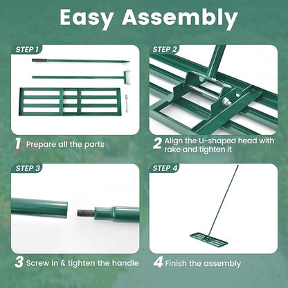Goplus Lawn Leveling Rake, 36" x 10" Heavy Duty Level Lawn Tool w/ Ergonomic Handle for Soil, Effort-Saving Landscape Rake for Garden, Backyard, Golf Course, Farm, Pasture