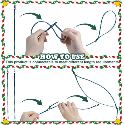100pcs Christmas Garland Ties Green Flexible Self Locking Nylon Strap 15.7Inch Adjustable Reusable Garland Hanger Decorating Holiday Banister Twist Ties for Christmas Light Wreath Making Door Stairway