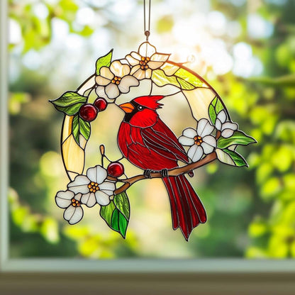 Red Cardinal Acrylic Suncatcher Window Hanging Bird Ornament Decor Personalize Gifts Sun Catchers for Windows Indoor Decorations Outdoor Holiday
