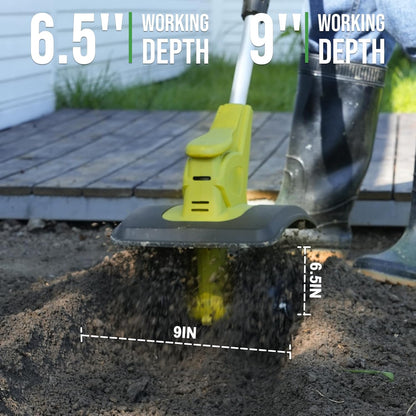 20V Cordless Tiller Cultivator with 48 Steel Tines, 9-inch Wide Battery Powered Garden Cultivator, Mini Tiller for Lawn/Gardening/Soil Cultivation(2*2Ah Battery and Fast Charger Included)
