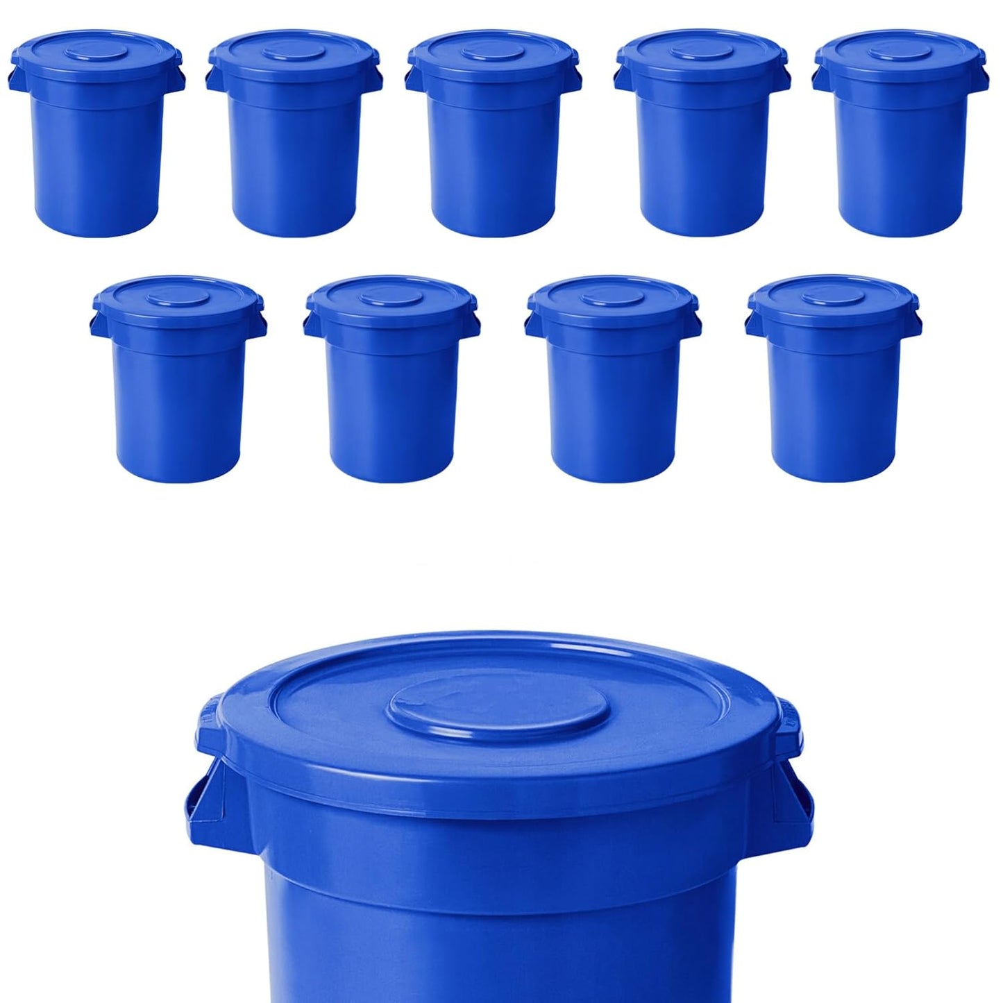 PRO&Family 20 Gallon Trash Can with Lid Round Ingredient Storage Containers Recycling Bin Kitchen Garbage Can Office Garbage Can Trash Barrel Plastic Barrel Yard Waste Bin Outdoor Trashcan (10, Blue)