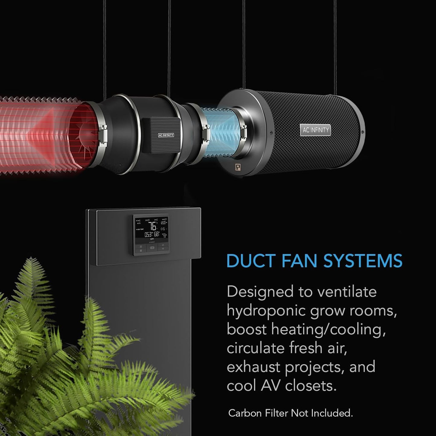 AC Infinity CLOUDLINE PRO T8, Quiet 8” Inline Duct Fan with Temperature Humidity VPD Controller, WiFi Integrated App Control - Ventilation Exhaust Fan for Heating Cooling, Grow Tents, Hydroponics