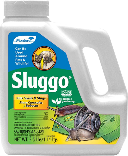 Monterey - Sluggo - Wildlife and Pet Friendly - Snail & Slug Killer, OMRI Listed for Organic Gardening - 2.5-Pounds