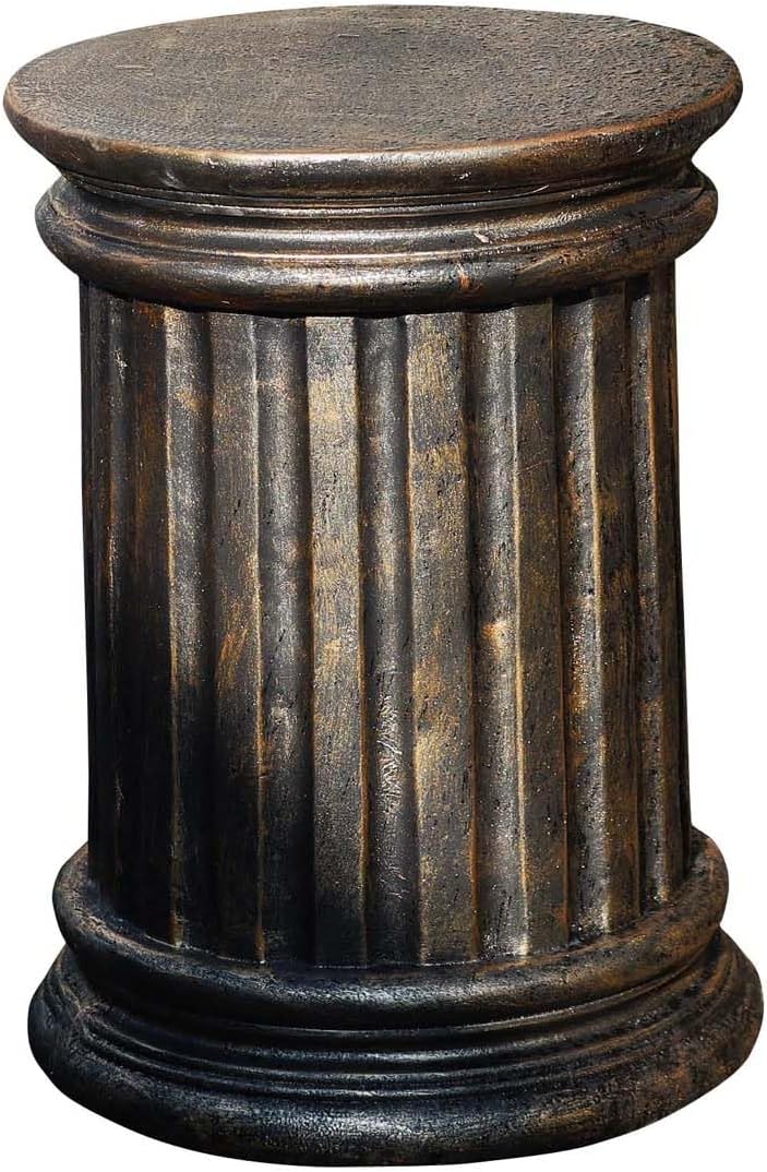 Decorative Roman Column Pedestal, Black Bronze, MGO Cement with Fiber, Classical Garden Pillar, Indoor Outdoor Decor, 19.7inch Height, Wrap Foam Safely Delivered from Local Warehouse