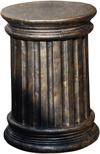 Decorative Roman Column Pedestal, Black Bronze, MGO Cement with Fiber, Classical Garden Pillar, Indoor Outdoor Decor, 19.7inch Height, Wrap Foam Safely Delivered from Local Warehouse