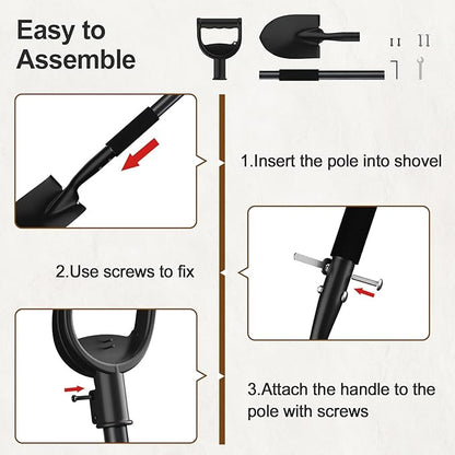 COCONUT 31 Inch Small Garden Shovel, Lightweight Metal Shovel with Black, Padded, Ergonomic D-Grip Handle for Digging, Planting, Camping, Kids, Beach, Garden