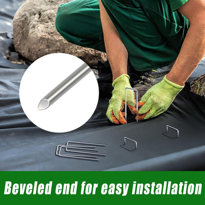 500 Pack Landscape Staples 6 Inch Garden Stakes Galvanized Garden Staples Pins Anti-Rust Ground Stakes for Weed Barrier, Irrigation Tubing, Landscaping Fabric, Yard Lawn
