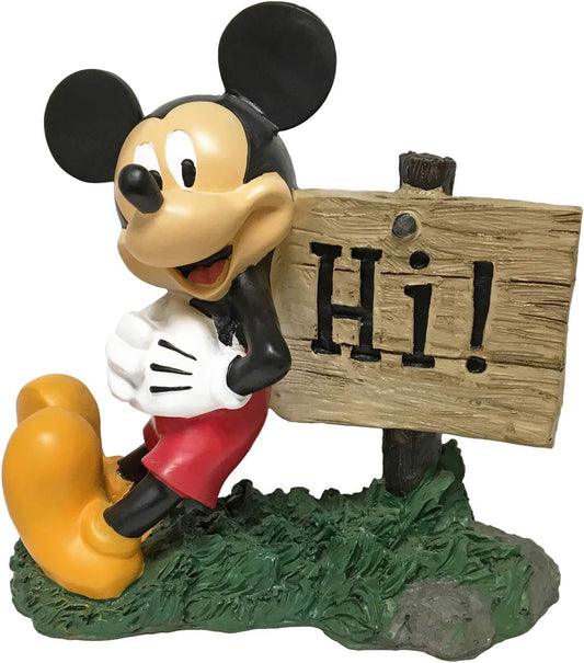Disney Mickey Mouse Hi Sign Everyday Outdoor Garden Statue, 8 inches Tall, Officially Licensed