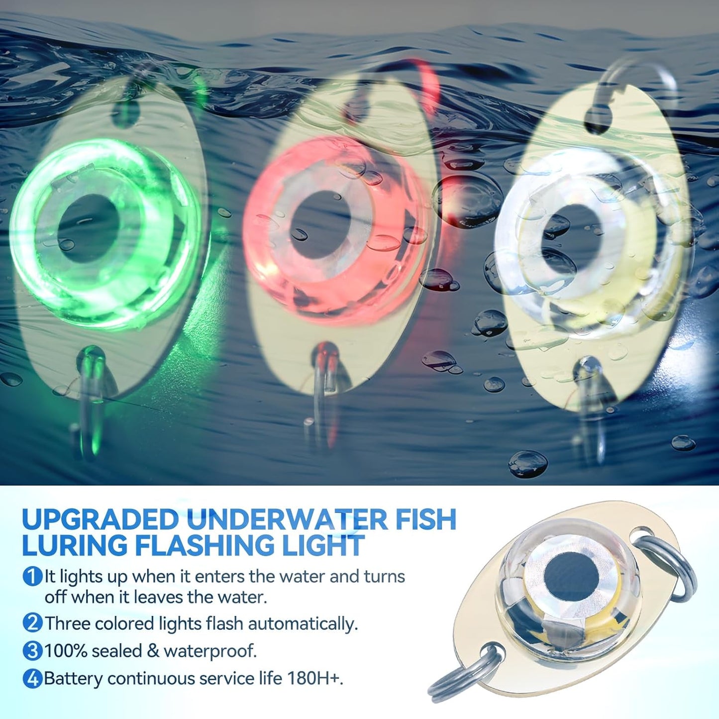 LED Underwater Fishing Lures，LED Lighted Bait Flasher，Deep Drop Fishing Lures，Fish Eye Attractive Light Bait Lure Lamp 5PCS