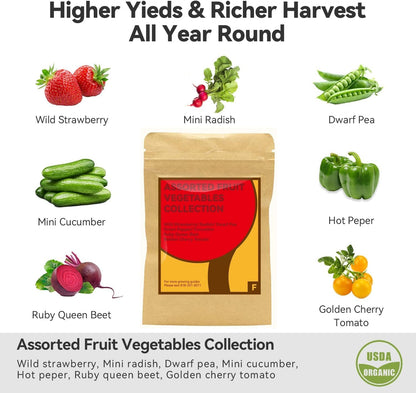 inbloom Fruit Seed Pod Kit for AeroGarden, Ahopegarden, GARDENCUBE, MUFGA, iDoo Hydroponics Growing System, 12-Pods (350+ Seeds Include Strawberry, Tomato, Cucumber, Pea, Ruby Queen Beet)