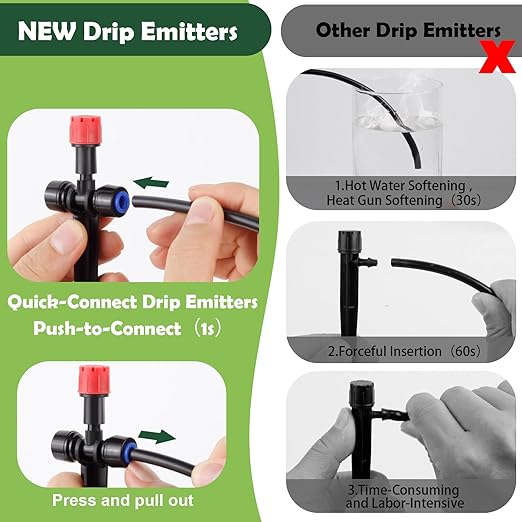 20PCS Adjustable Drip Irrigation Emitters(8-Hole) Kit-Quick Connect for 1/4" Tubing,Dual Adjustment System-Easy to Install Drippers for Precise Garden Watering of Vegetables,Shrubs&Flowers