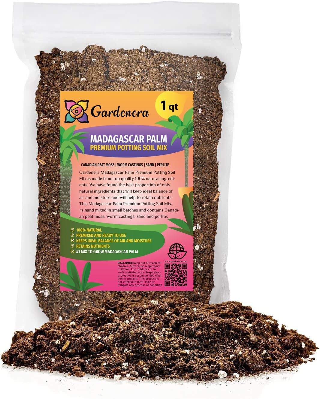 Gardenera Premium Madagascar Palm Potting Mix - Crafted for Thriving Growth and Unique Elegance - 1 Quart