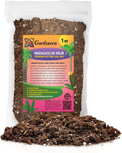 Gardenera Premium Madagascar Palm Potting Mix - Crafted for Thriving Growth and Unique Elegance - 1 Quart