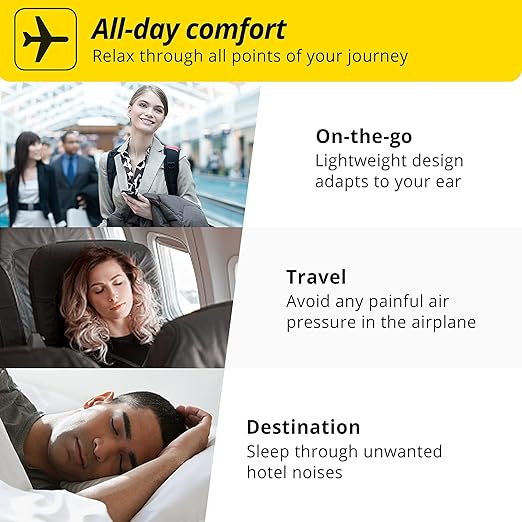 Alpine FlyFit - Earplugs for Pressure Relief & Preventing Ear Pain While Flying - Airplane Travel