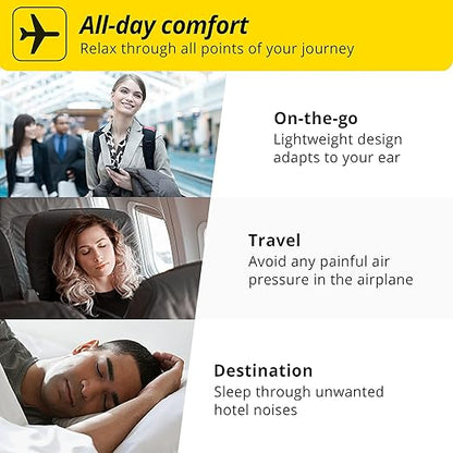 Alpine FlyFit - Earplugs for Pressure Relief & Preventing Ear Pain While Flying - Airplane Travel