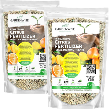 Professional Citrus Fertilizer + Vital Micronutrients; Perfect Balanced NPK for All Citrus; for Indoor and Outdoor Plants; Orange, Lime, Avocado and Lemon Tree Fertilizer (20 QUARTS)