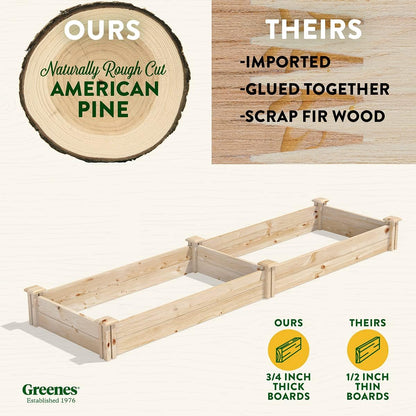 Greenes Fence Original Pine Raised Garden Bed, 2' x 8' x 7" - Made in USA with American Pine