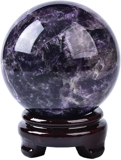 Large Dream Amethyst Crystal Ball with Stand Healing Crystals Sphere for Meditation, Divination