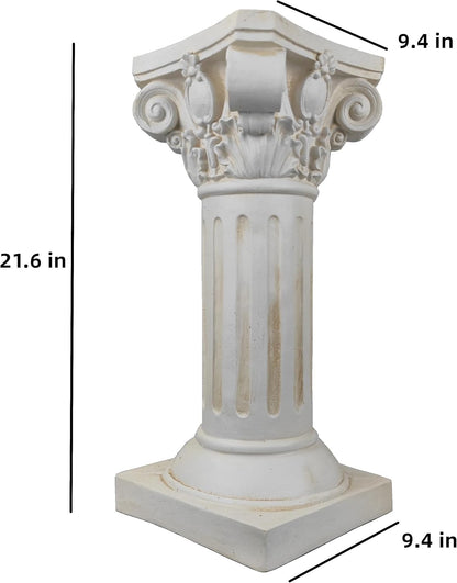 Classical Greek Ionic Order Column with Retro Old Style for Indoor Outdoor Garden Decor or Display Pedestal Pillar Stand for Plants and Sculptures,White