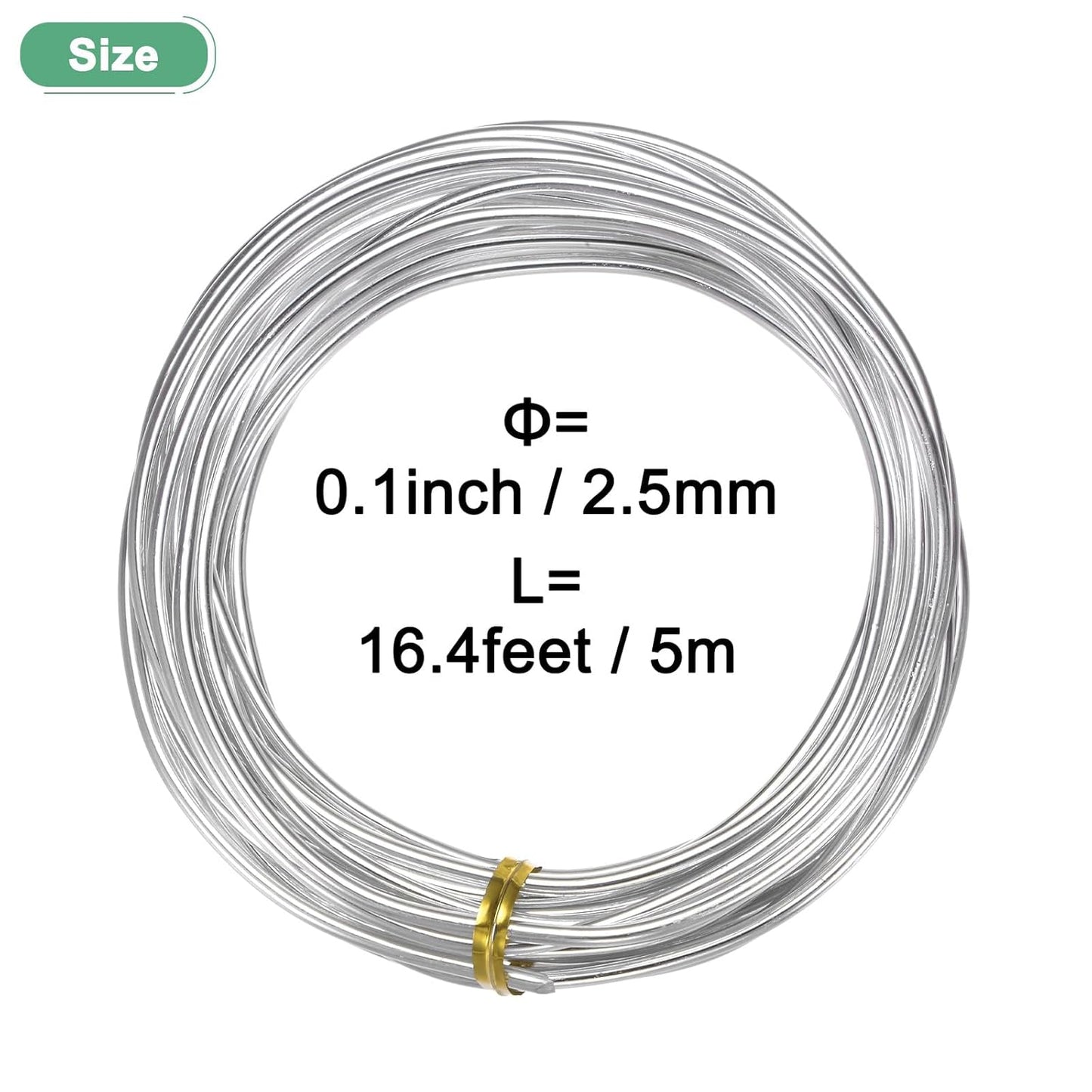 2.5mm Bonsai Training Wire, 16.4 Feet Total Anodized Aluminum Bonsai Wires for Bonsai Tree Shaping/Branches Fixing/Trunk Holding/DIY Crafting [Silver]