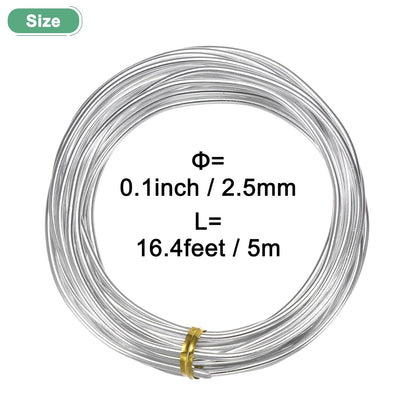 2.5mm Bonsai Training Wire, 16.4 Feet Total Anodized Aluminum Bonsai Wires for Bonsai Tree Shaping/Branches Fixing/Trunk Holding/DIY Crafting [Silver]
