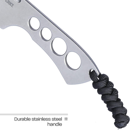 CRKT Razel Chisel Fixed Blade Knife: Everyday Carry Plain Edge, Stainless Steel Chisel Bevel w/Pocket Carry Sheath 2130,Silver
