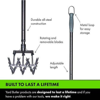 Yard Butler- Rotary Cultivator - Durable Garden Cultivator for Healthy Soil - Customizable Tiller to Meet Garden & Lawn Needs - Ergonomic Gardening Tool Design - Standard Packaging