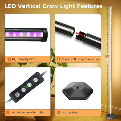 Grow Lights for Indoor Plants, 44W 192 Led Full Spectrum Plant Light, 5.4FT Adjustable Length Standing Grow Light with Timer/Six Leg Base for Greenhouse/Garden