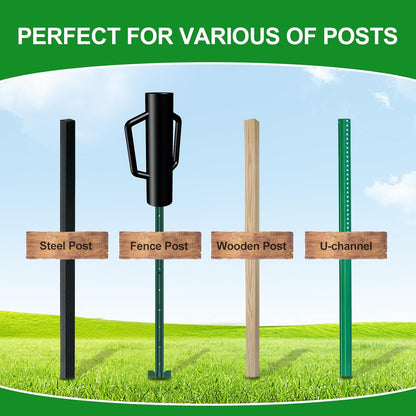 Fence Post Driver with Handle,17LB Hand Post Pounder,3.7 inches Inner Dia. Pole Rammer, Farm Wire Fencing for T Post, U-Channel Sign and Wooden Post, Black