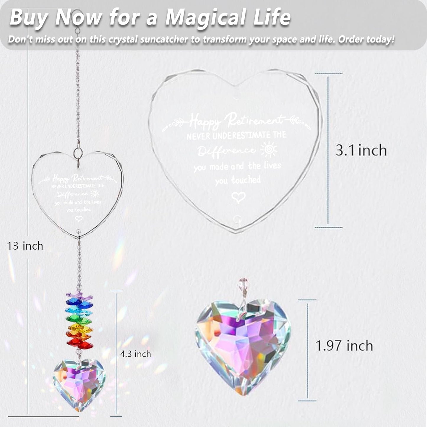 13.8 - Inch Crystal Sun Catchers Indoor Window - Ideal Retirement Gift for Woman with Prismatic Beauty