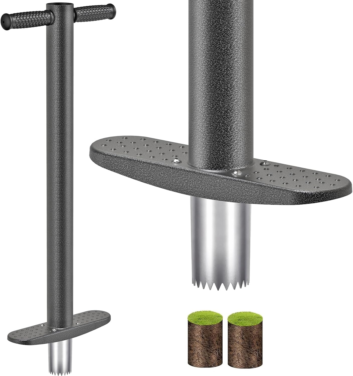 Dolibest Sod Plugger, Bulb Planter Tool with Soft Rubber Grip, Grass Plugger Tool with Stainless Steel Sharp Serrations, Sod Plugger Turf Cutter for Lawn Planting Bulbs and Grass Repair