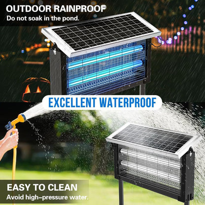 Solar Bug Zapper 4000V - Waterproof, Portable, Rechargeable Ultimate Mosquito Killer for Patio, Yard, Garden & Camping | Electric Insect Trap with Powerful 4000V Grid (Black)