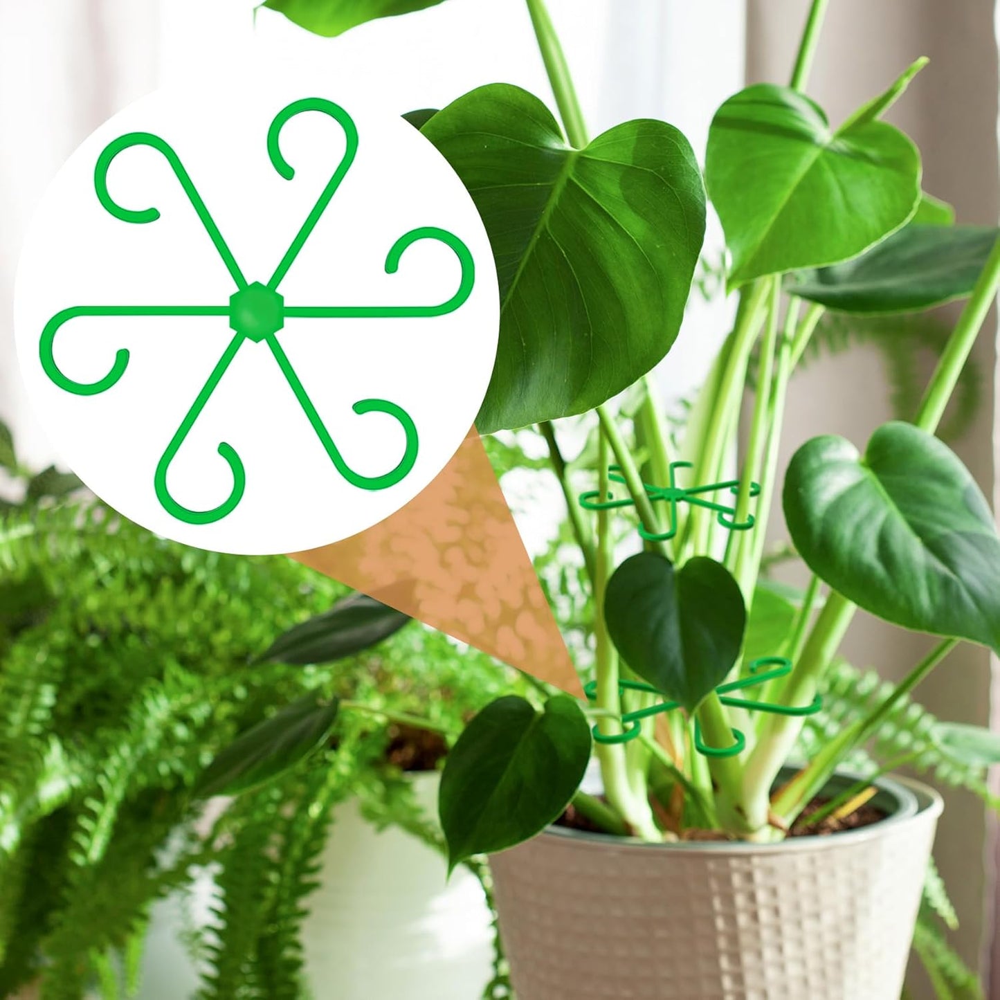 4PCS Plant Stem Support, 2 Sizes Climbing Houseplant Stem Holders, Plastic Reusable Flower Trellis Stem Hook Plant Care Growth Accessories for Flower Plants Indoor Outdoor - Green, 5.28"/4.55"