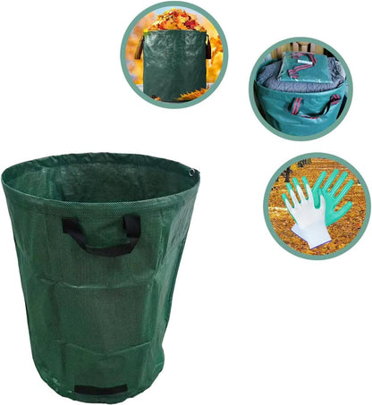 Reusable Yard Waste bags,Collapsible Leaf Bag with Gardening Gloves,Yard Debris Collapsible Bag With 4 Handles, for Leaves, Lawn Debris & Grass Clippings (53Gallon)