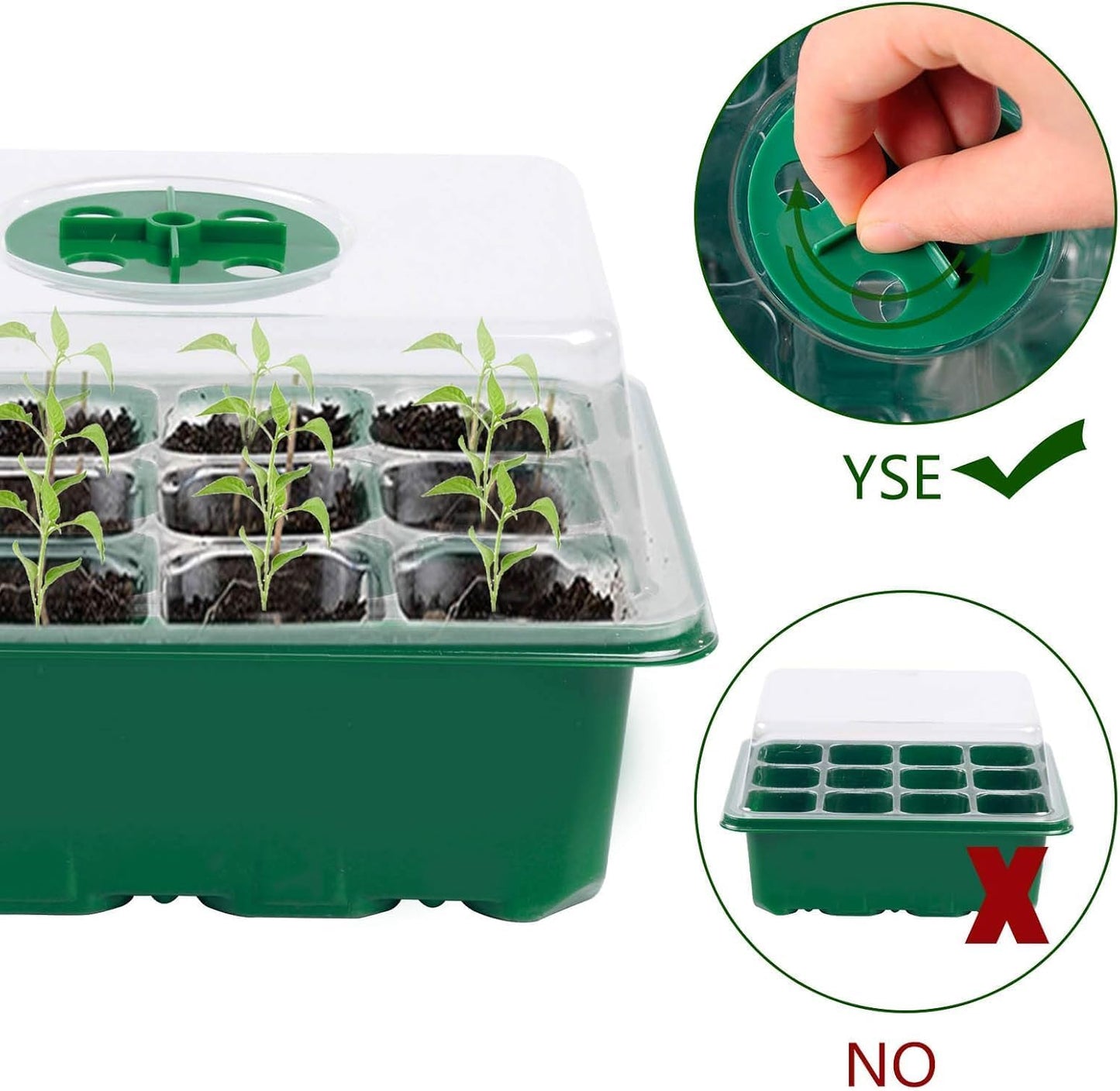 Seed Starter Tray, 6 Set Seedling Kits with Adjustable Humidity Dome, Plant Starter Kit for Seeds Growing Starting (12 Cells per Tray)