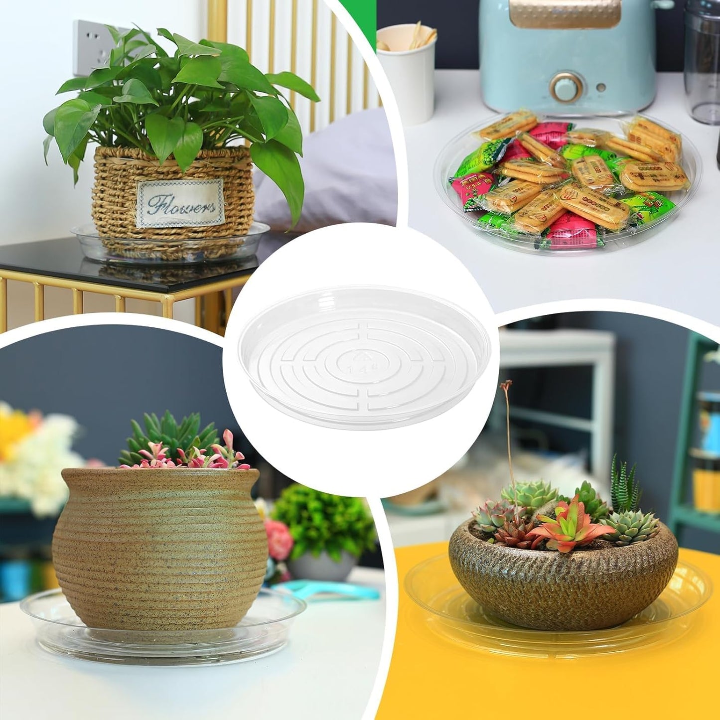 30 Pack 14 Inch Plant Saucer Clear Plant Saucers for Outdoors Plant Drip Trays Extra Large Plant Saucer Dish Plant Pot Saucers Planter Trays for Outdoor Plants Bulk