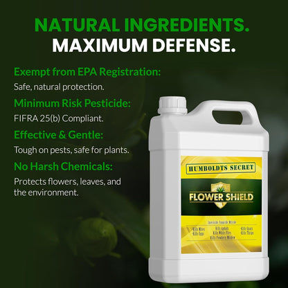 Humboldts Secret Flower Shield | Insecticide, Pesticide, Miticide, Fungicide | Bug Spray for Plants | Spider Mite & Powdery Mildew Control | Indoor & Outdoor | Houseplant & Garden | 32 Ounce