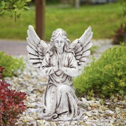 Praying Angel Garden Statue – Outdoor Kneeling Angel Figurine for Yard, Patio, Memorial Decor, Resin Sculpture, Housewarming Ornament Present
