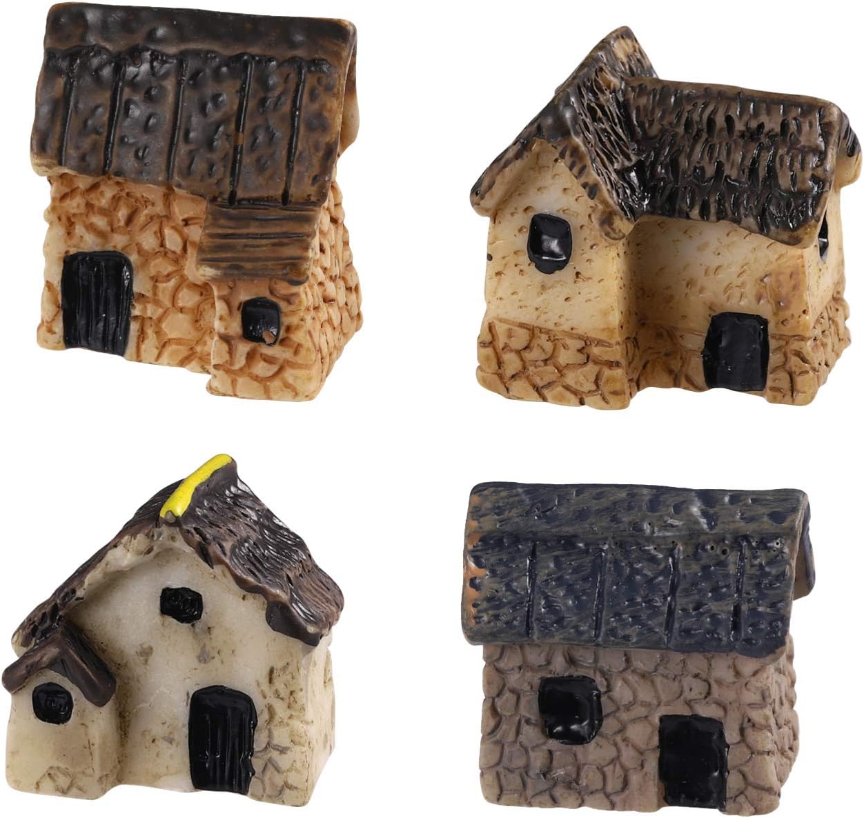 KESYOO 4pcs Miniature Gardening Landscape Resin Micro Village Houses for DIY Bonsai Terrarium Crafts