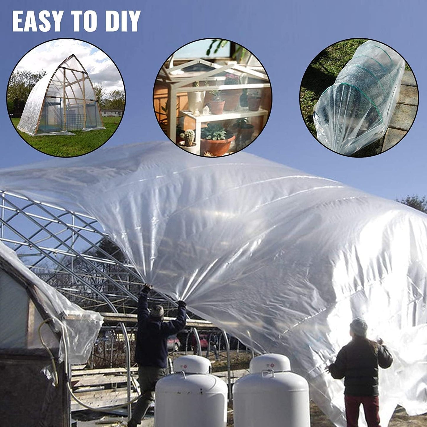 VEVOR Greenhouse Plastic Sheeting 20 x 28 ft, 6 Mil Thickness UV Resistant Clear Polyethylene Film, Hoop Green House Cover for Farms, Agriculture, Garden