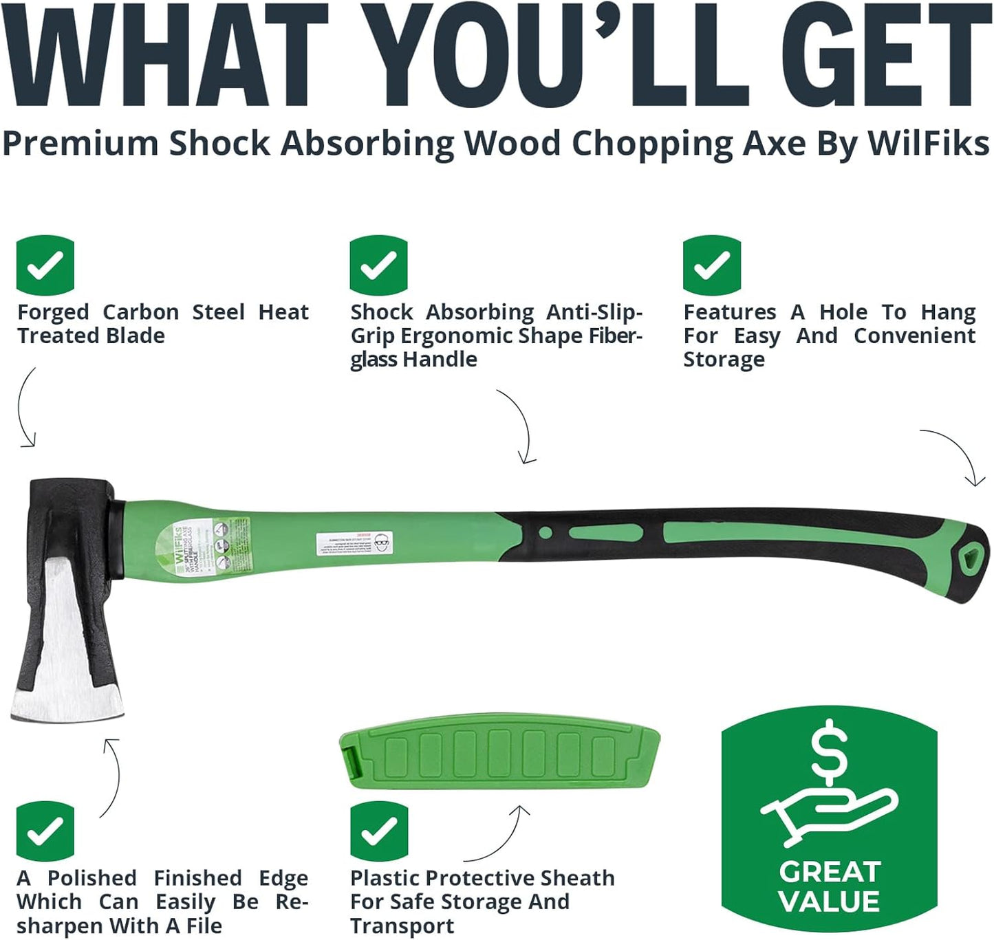 WilFiks Hatchet Axe (26" Splitting Axe)